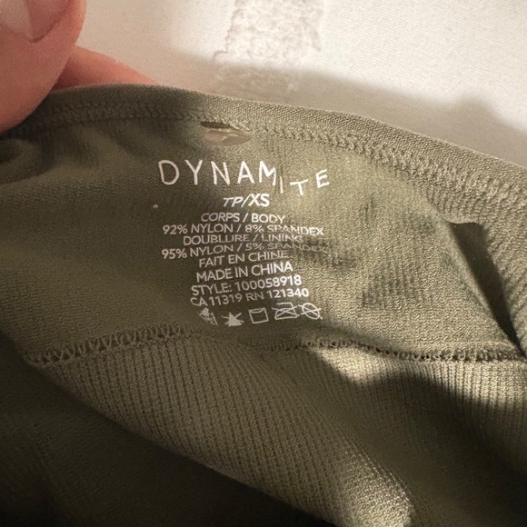 Dynamite Ribbed Olive Crop Tank – Size XS - Picture 2 of 3